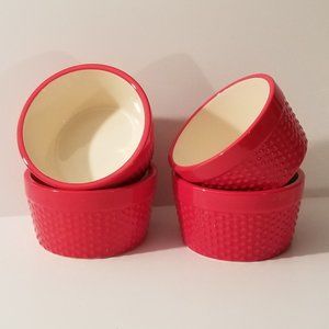 🆕 RAMEKINS (4) - Bright Red & Bone White